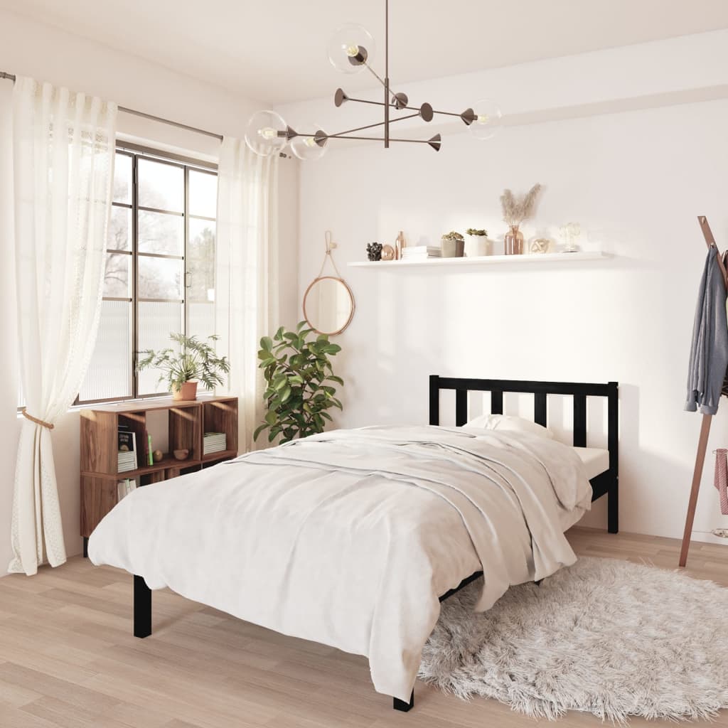 Bedframe massief grenenhout zwart 75x190 cm is nu te koop bij PeponiXL, paradijselijk wonen!