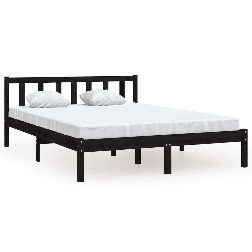 Bedframe massief grenenhout zwart 135x190 cm is nu te koop bij PeponiXL, paradijselijk wonen!
