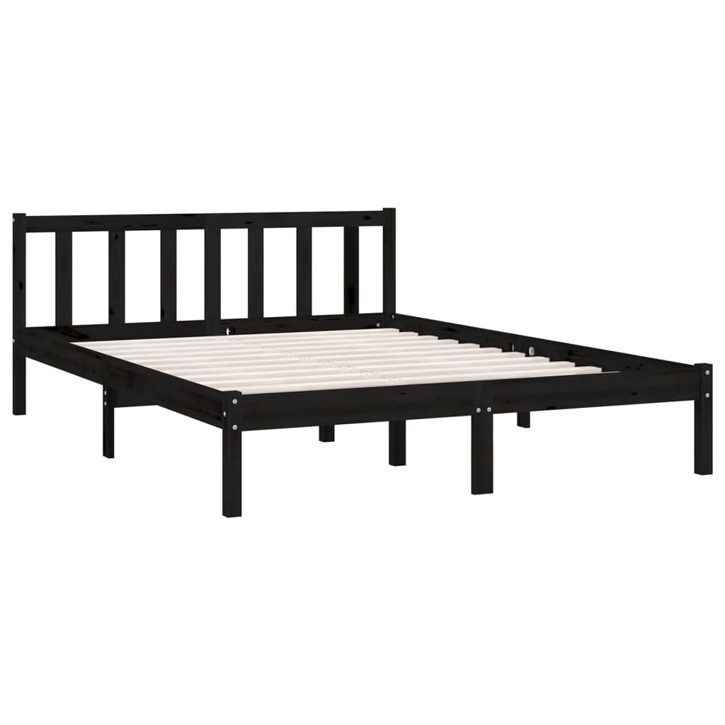 Bedframe massief grenenhout zwart 135x190 cm is nu te koop bij PeponiXL, paradijselijk wonen!