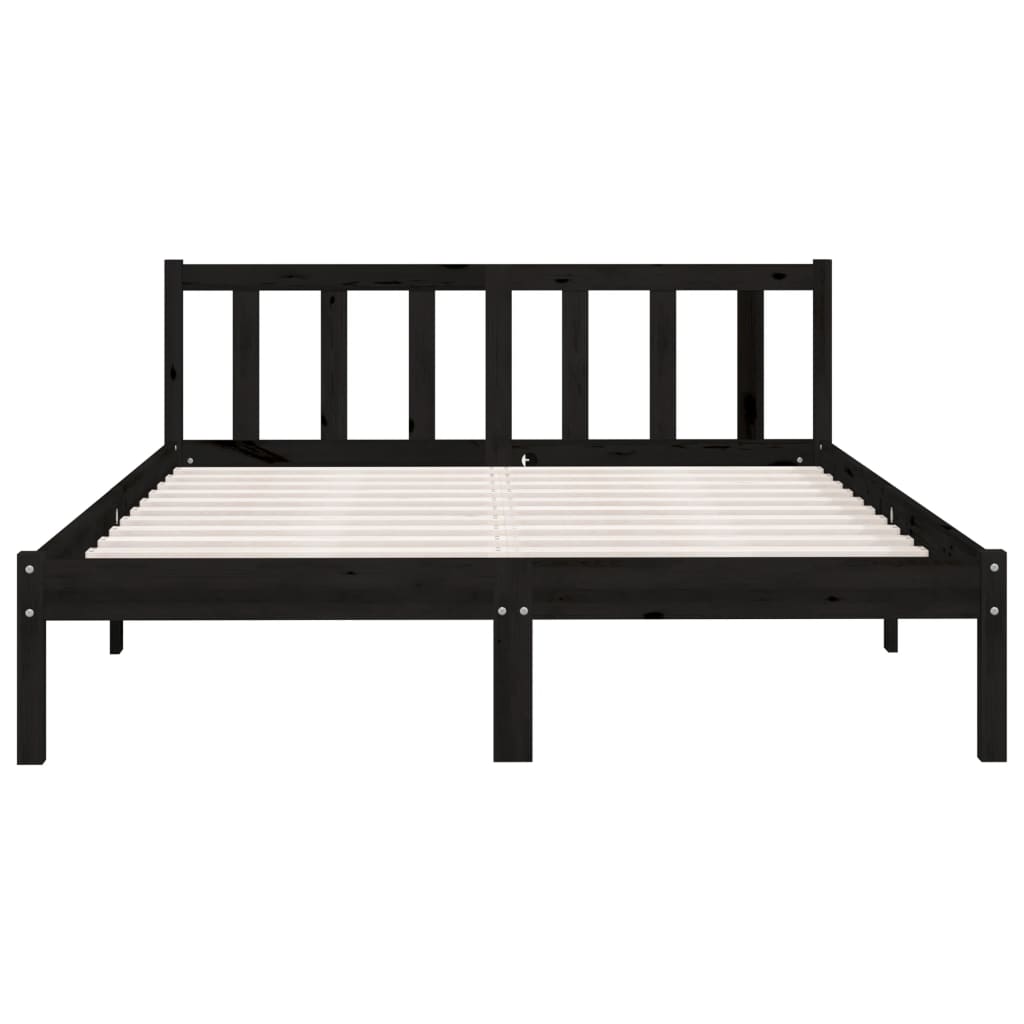 Bedframe massief grenenhout zwart 135x190 cm is nu te koop bij PeponiXL, paradijselijk wonen!