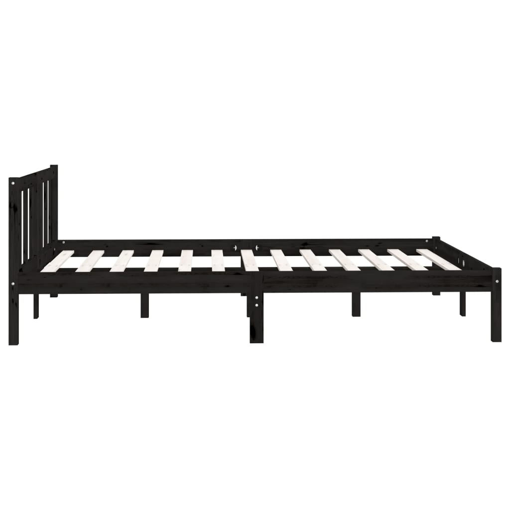 Bedframe massief grenenhout zwart 135x190 cm is nu te koop bij PeponiXL, paradijselijk wonen!