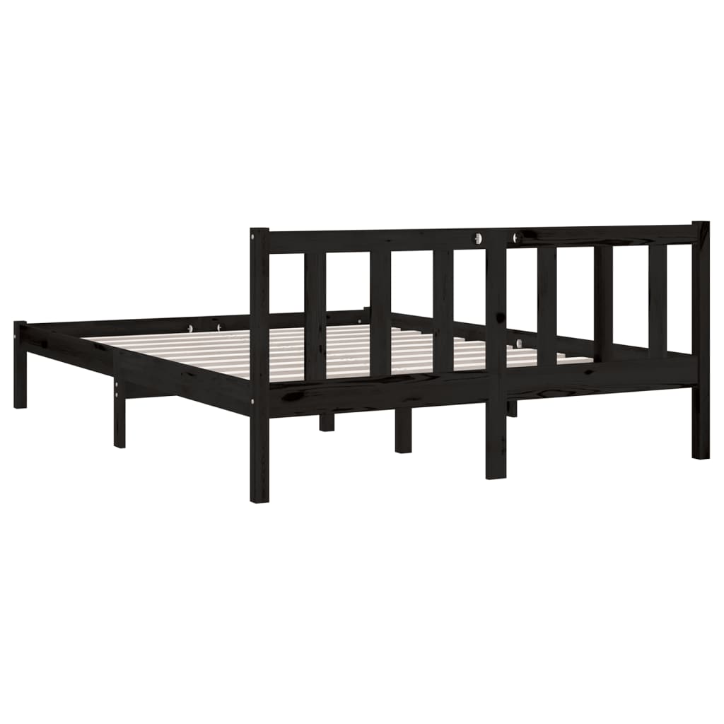 Bedframe massief grenenhout zwart 135x190 cm is nu te koop bij PeponiXL, paradijselijk wonen!