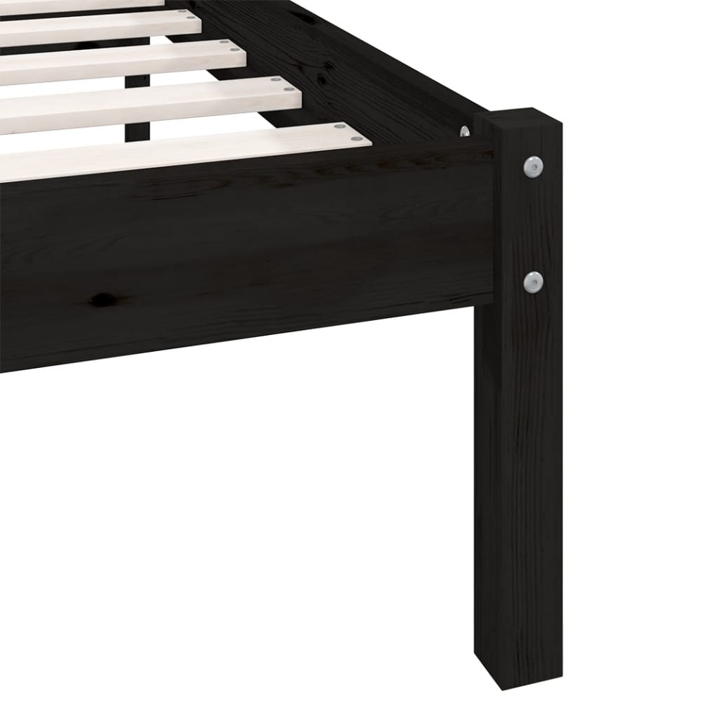 Bedframe massief grenenhout zwart 135x190 cm is nu te koop bij PeponiXL, paradijselijk wonen!