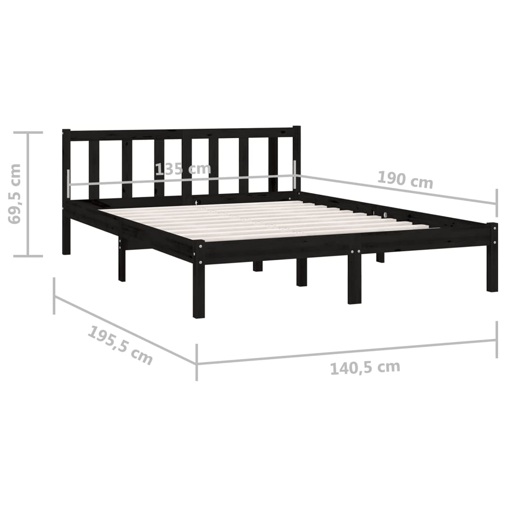 Bedframe massief grenenhout zwart 135x190 cm is nu te koop bij PeponiXL, paradijselijk wonen!