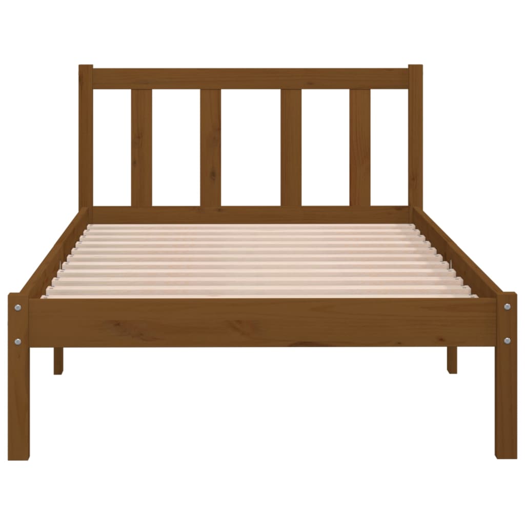 Bedframe massief grenenhout honingbruin 90x200 cm