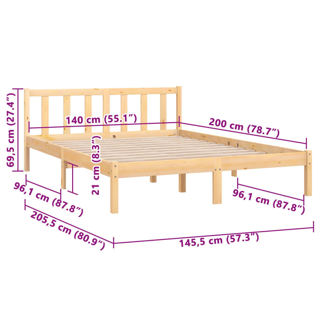 Bedframe massief grenenhout 140x200 cm is nu te koop bij PeponiXL, paradijselijk wonen!