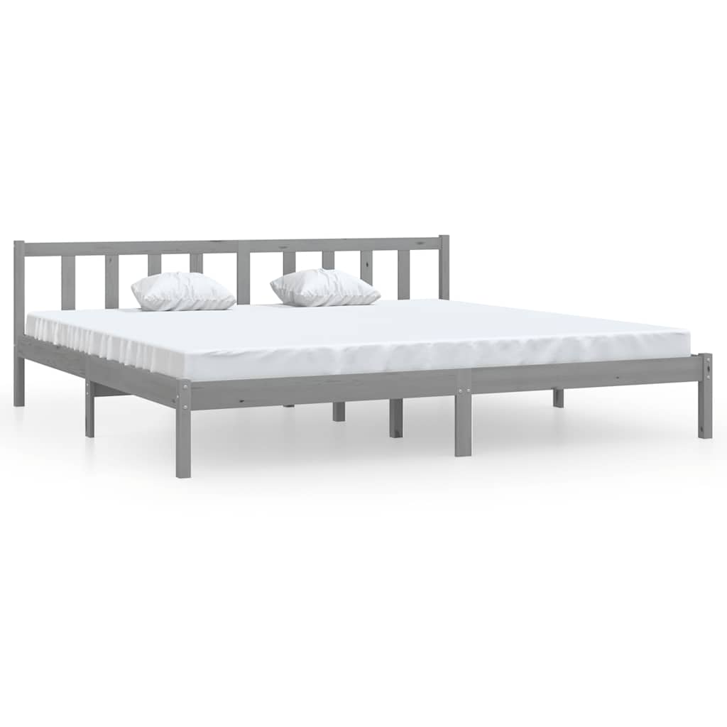 Bedframe massief grenenhout grijs 200x200 cm is nu te koop bij PeponiXL, paradijselijk wonen!