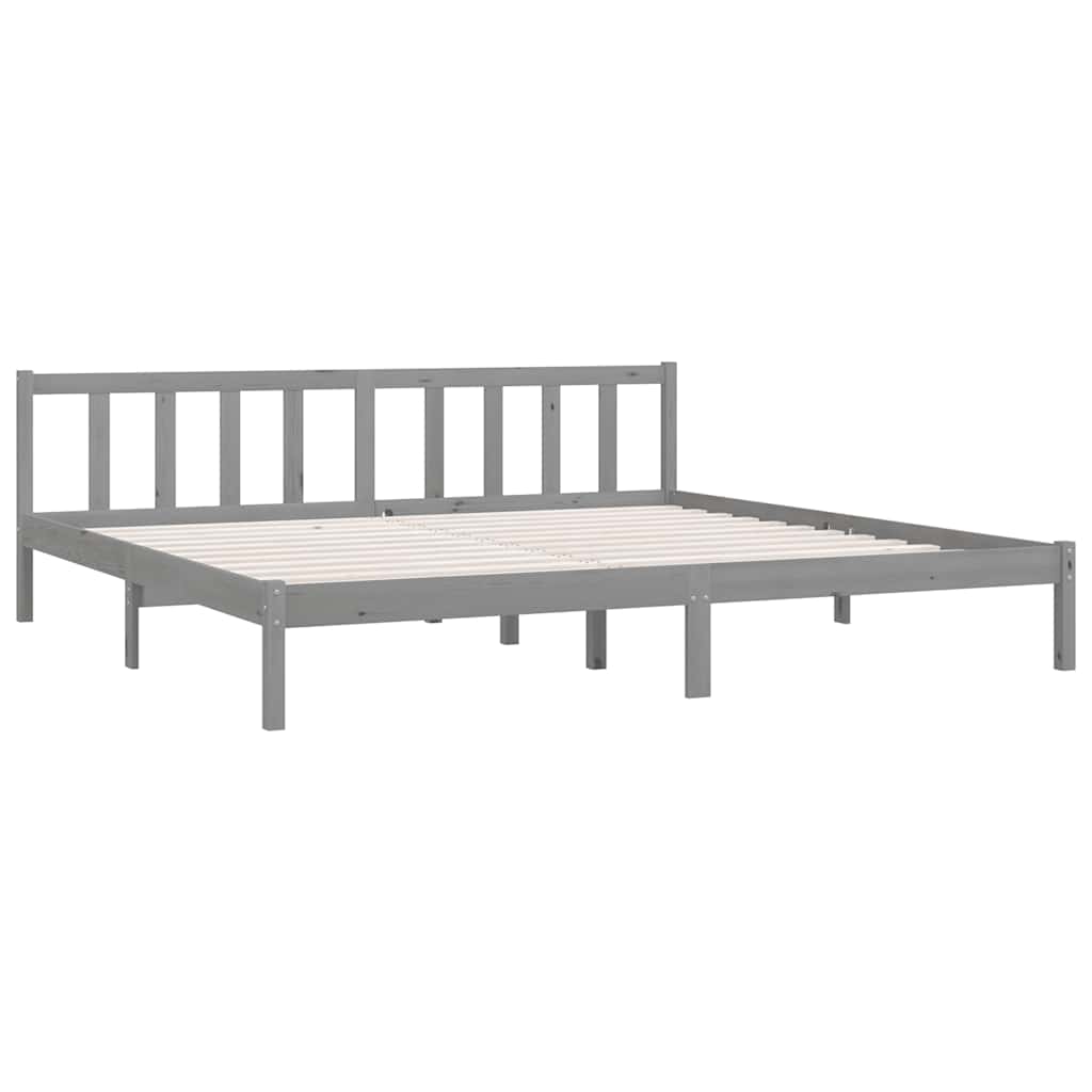 Bedframe massief grenenhout grijs 200x200 cm is nu te koop bij PeponiXL, paradijselijk wonen!