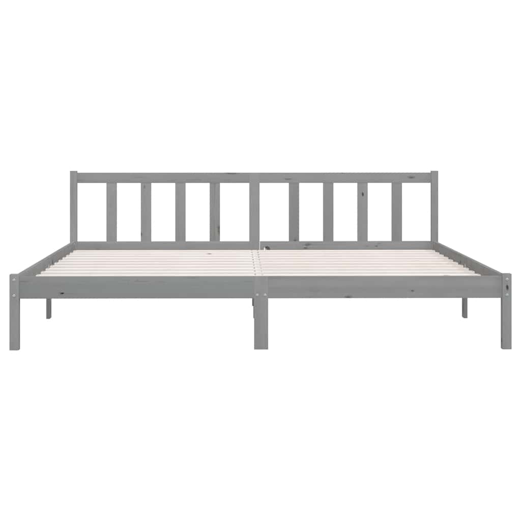 Bedframe massief grenenhout grijs 200x200 cm is nu te koop bij PeponiXL, paradijselijk wonen!