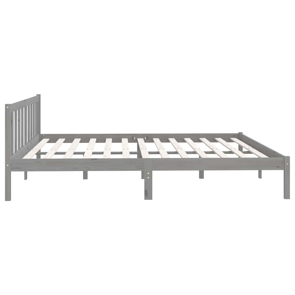 Bedframe massief grenenhout grijs 200x200 cm is nu te koop bij PeponiXL, paradijselijk wonen!