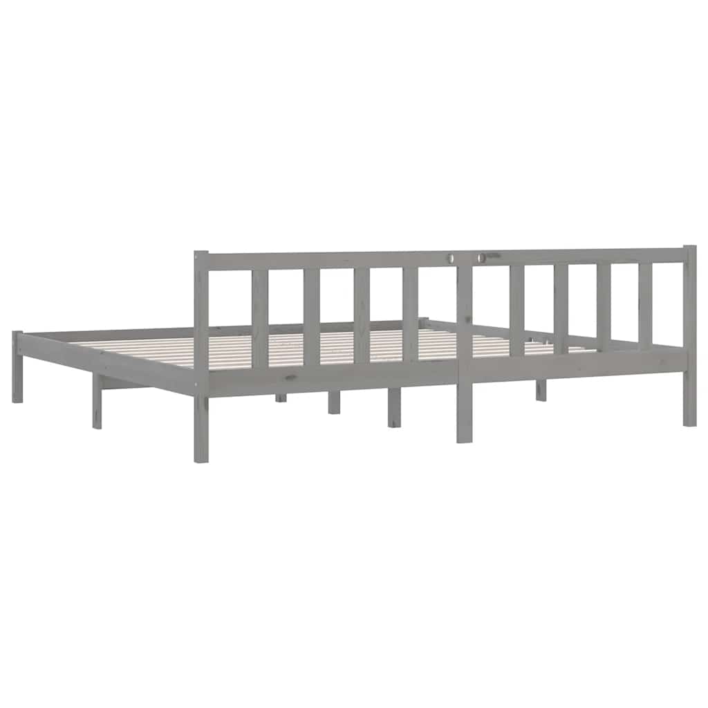 Bedframe massief grenenhout grijs 200x200 cm is nu te koop bij PeponiXL, paradijselijk wonen!