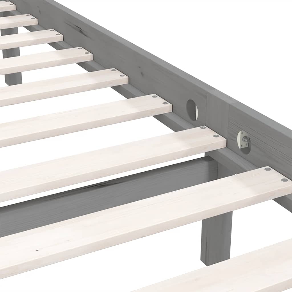 Bedframe massief grenenhout grijs 200x200 cm is nu te koop bij PeponiXL, paradijselijk wonen!