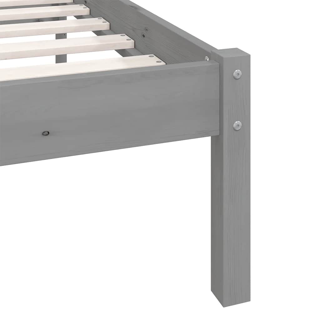 Bedframe massief grenenhout grijs 200x200 cm is nu te koop bij PeponiXL, paradijselijk wonen!