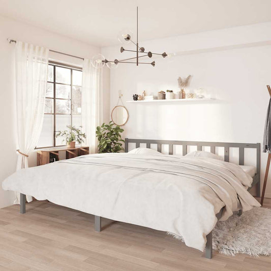 Bedframe massief grenenhout grijs 200x200 cm is nu te koop bij PeponiXL, paradijselijk wonen!