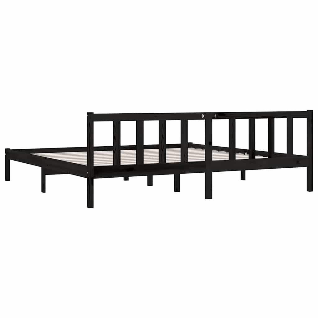 Bedframe massief grenenhout zwart 200x200 cm is nu te koop bij PeponiXL, paradijselijk wonen!