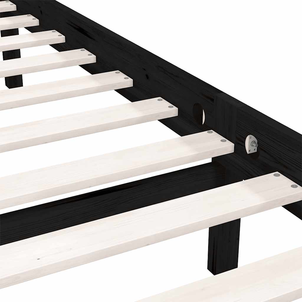 Bedframe massief grenenhout zwart 200x200 cm is nu te koop bij PeponiXL, paradijselijk wonen!