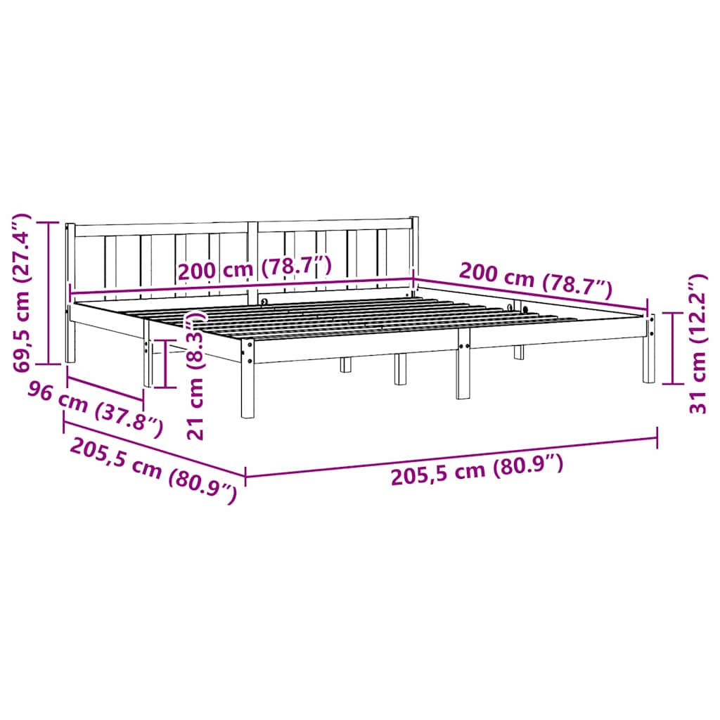 Bedframe massief grenenhout zwart 200x200 cm is nu te koop bij PeponiXL, paradijselijk wonen!