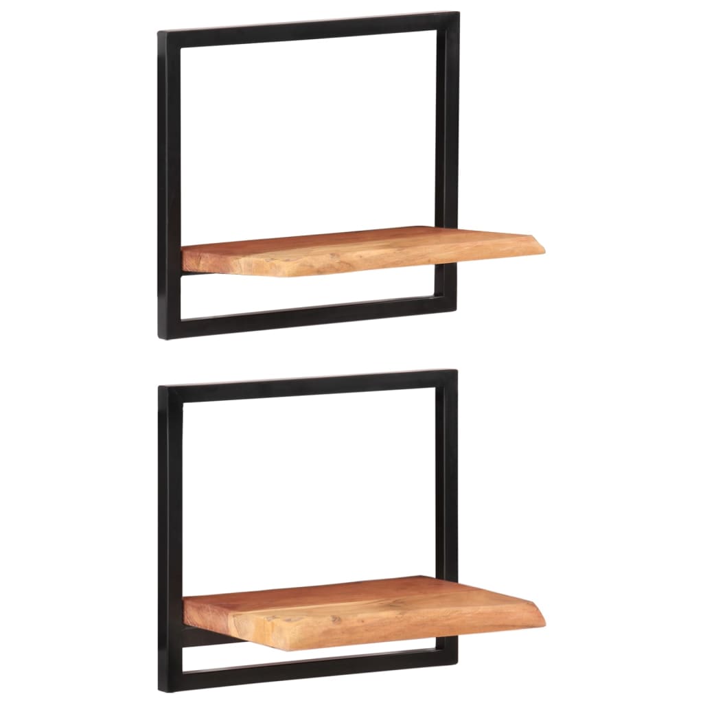 Wandschappen 2 st 40x24x35 cm massief acaciahout en staal is nu te koop bij PeponiXL, paradijselijk wonen!