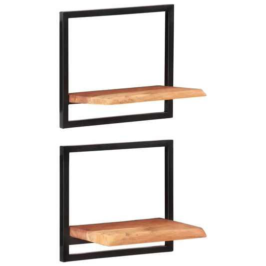 Wandschappen 2 st 40x24x35 cm massief acaciahout en staal is nu te koop bij PeponiXL, paradijselijk wonen!