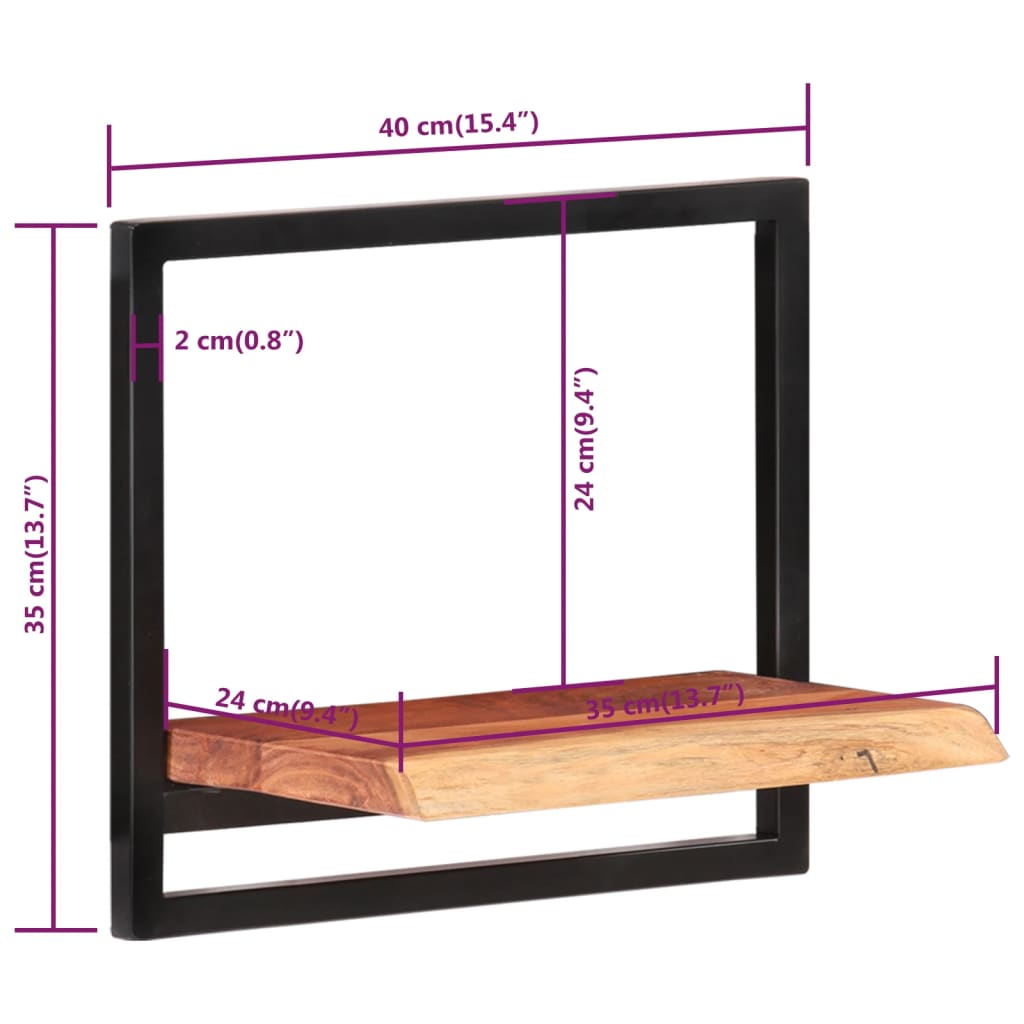 Wandschappen 2 st 40x24x35 cm massief acaciahout en staal is nu te koop bij PeponiXL, paradijselijk wonen!