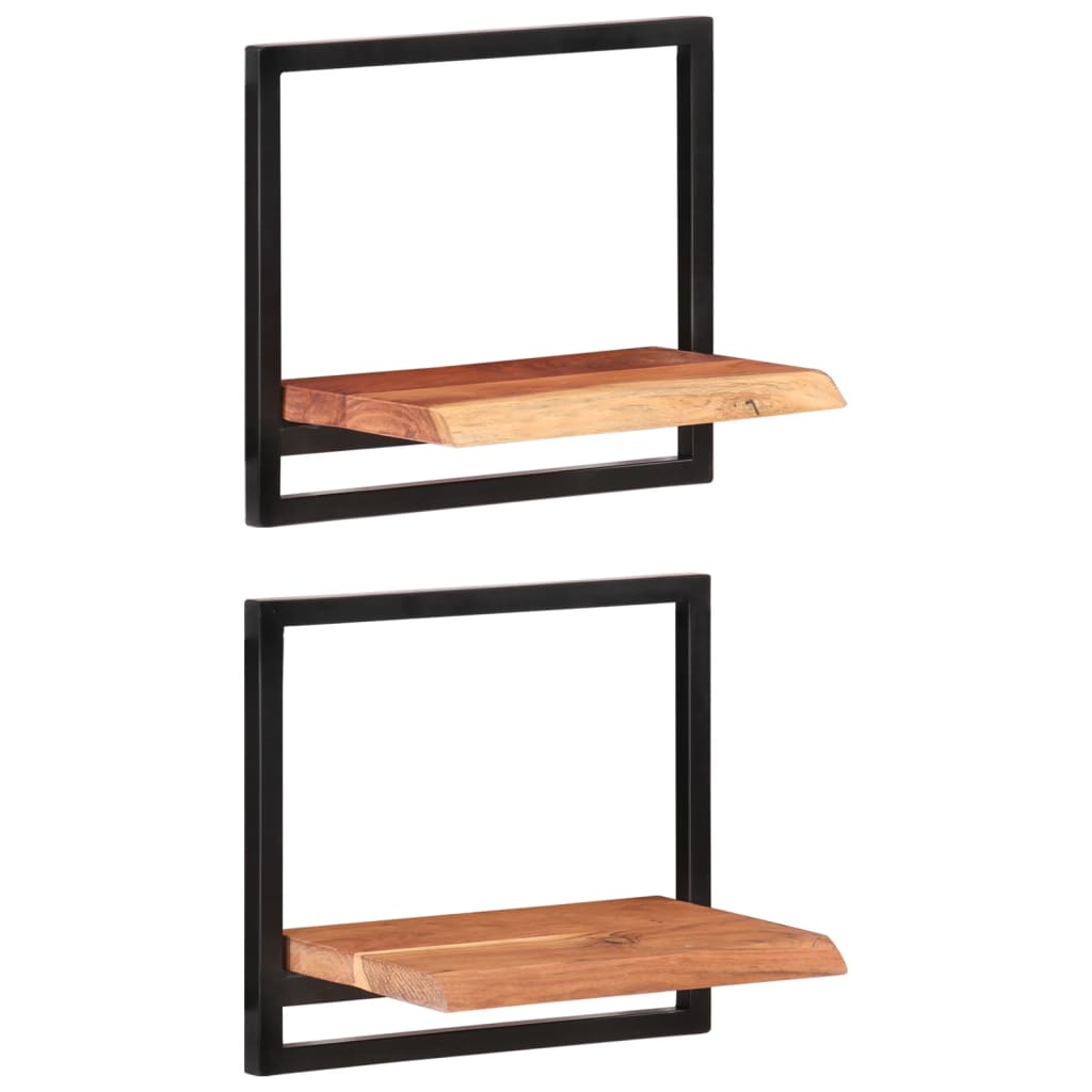 Wandschappen 2 st 40x24x35 cm massief acaciahout en staal is nu te koop bij PeponiXL, paradijselijk wonen!
