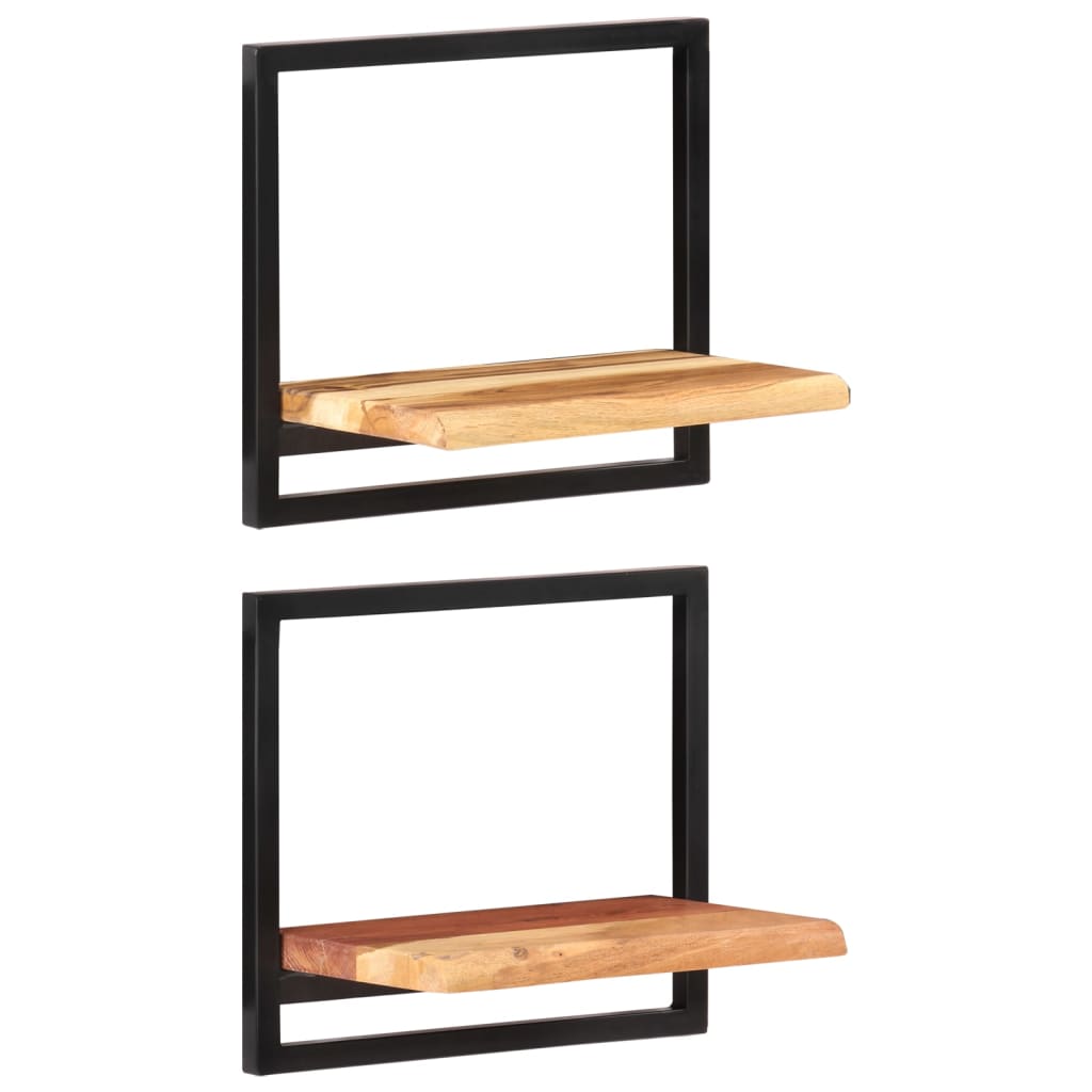 Wandschappen 2 st 40x24x35 cm massief acaciahout en staal is nu te koop bij PeponiXL, paradijselijk wonen!