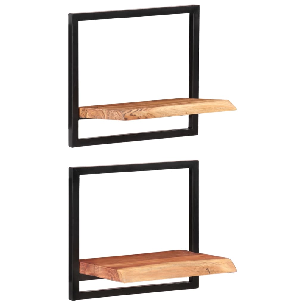 Wandschappen 2 st 40x24x35 cm massief acaciahout en staal is nu te koop bij PeponiXL, paradijselijk wonen!