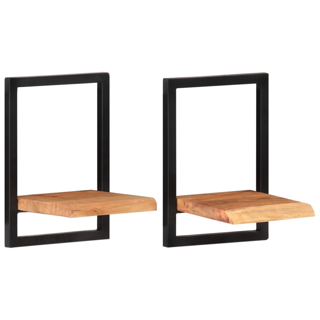 Wandschappen 2 st 25x25x35 cm massief acaciahout en staal is nu te koop bij PeponiXL, paradijselijk wonen!