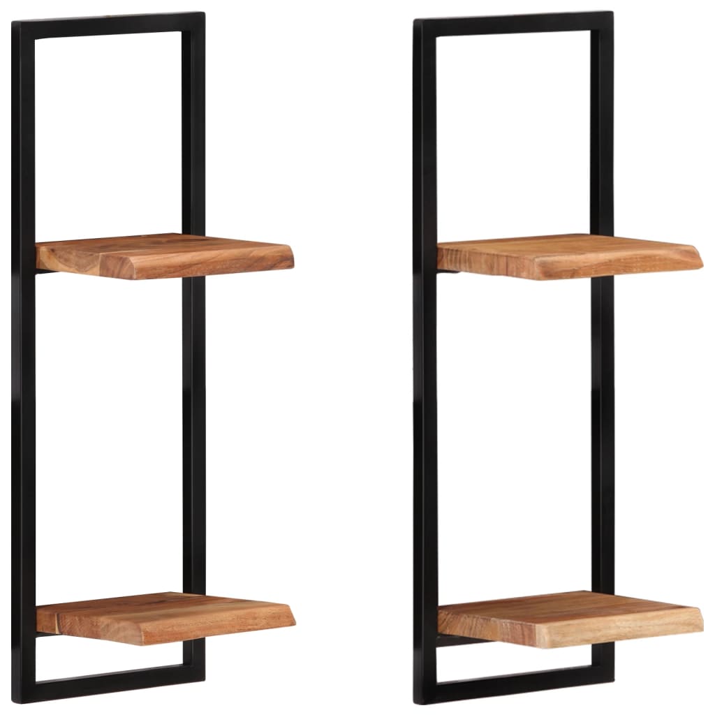 Wandschappen 2 st 25x25x75 cm massief acaciahout en staal is nu te koop bij PeponiXL, paradijselijk wonen!