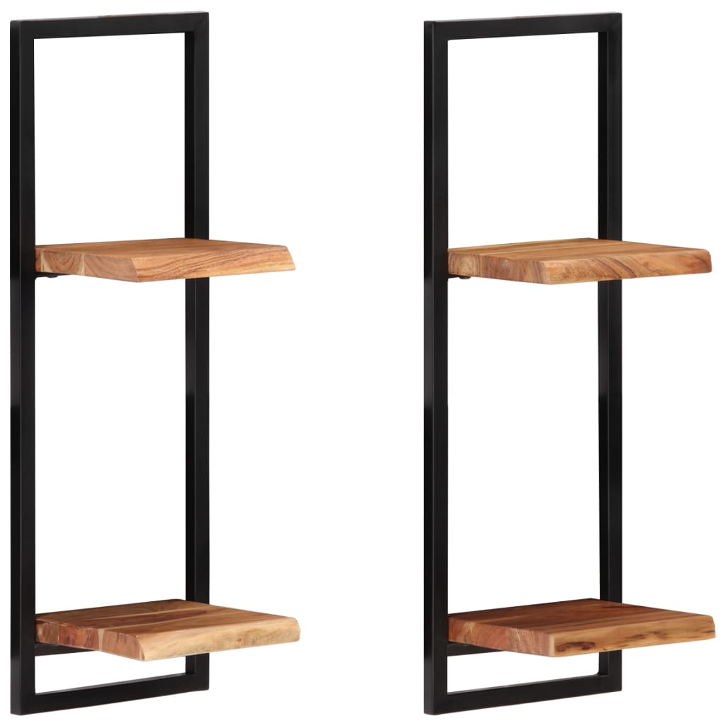 Wandschappen 2 st 25x25x75 cm massief acaciahout en staal is nu te koop bij PeponiXL, paradijselijk wonen!