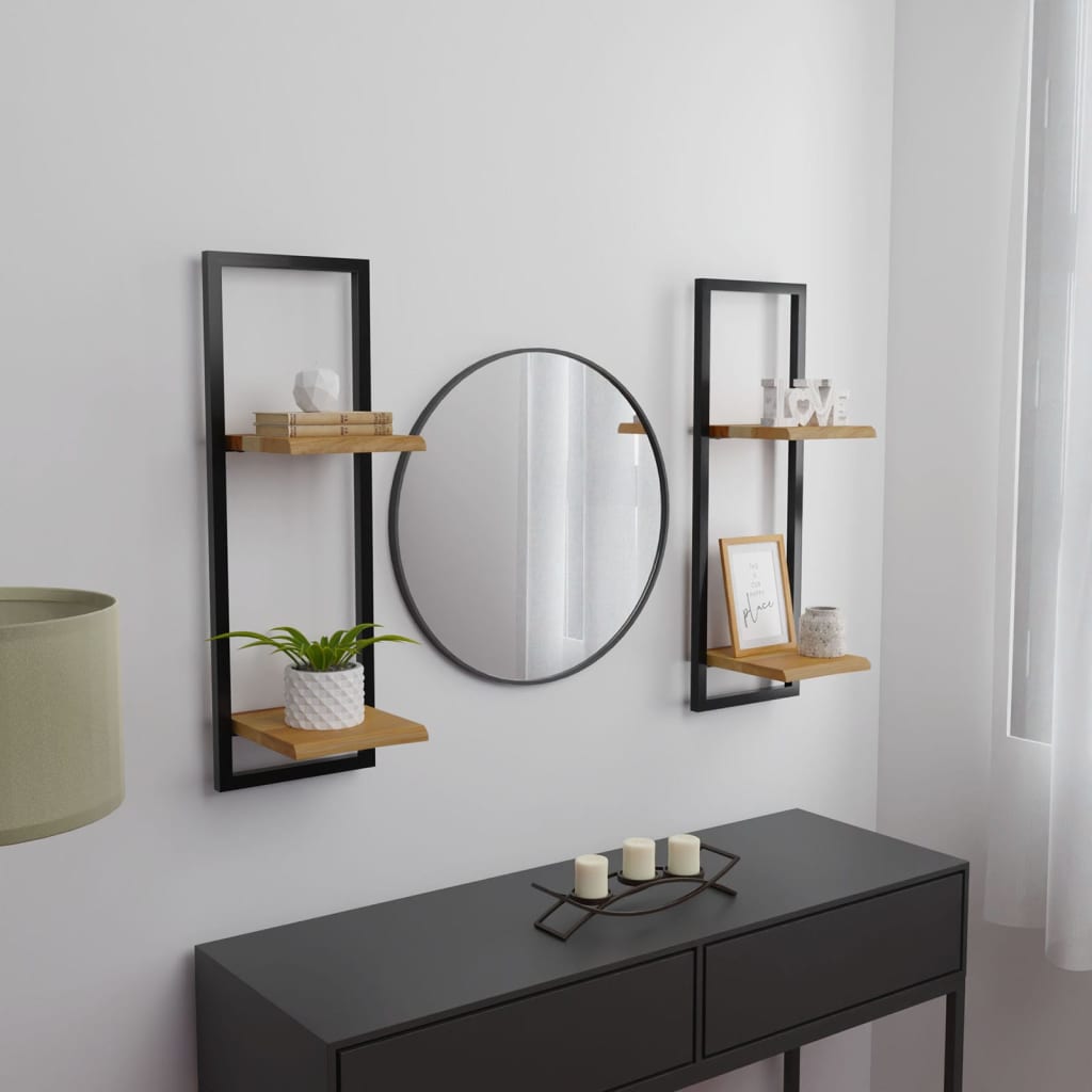 Wandschappen 2 st 25x25x75 cm massief acaciahout en staal is nu te koop bij PeponiXL, paradijselijk wonen!