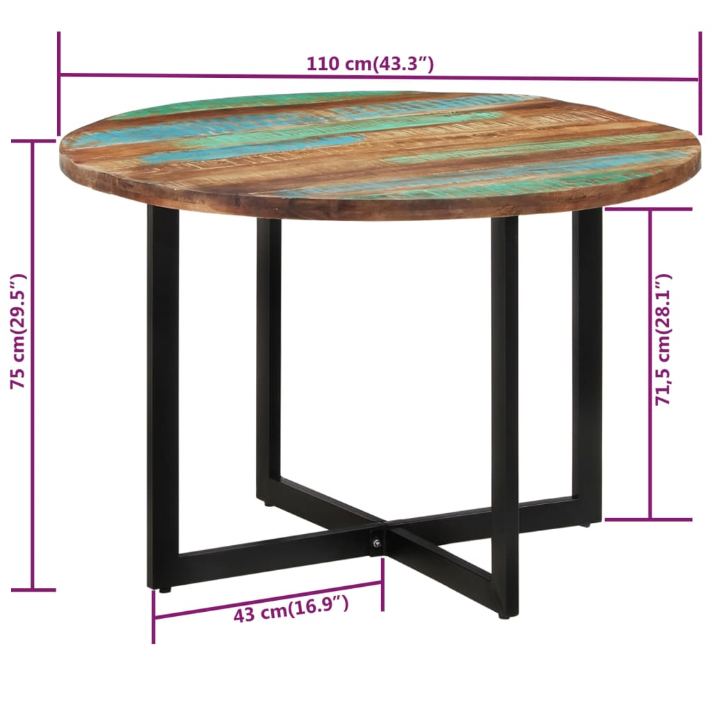 Eettafel 110x75 cm massief gerecycled hout is nu te koop bij PeponiXL, paradijselijk wonen!