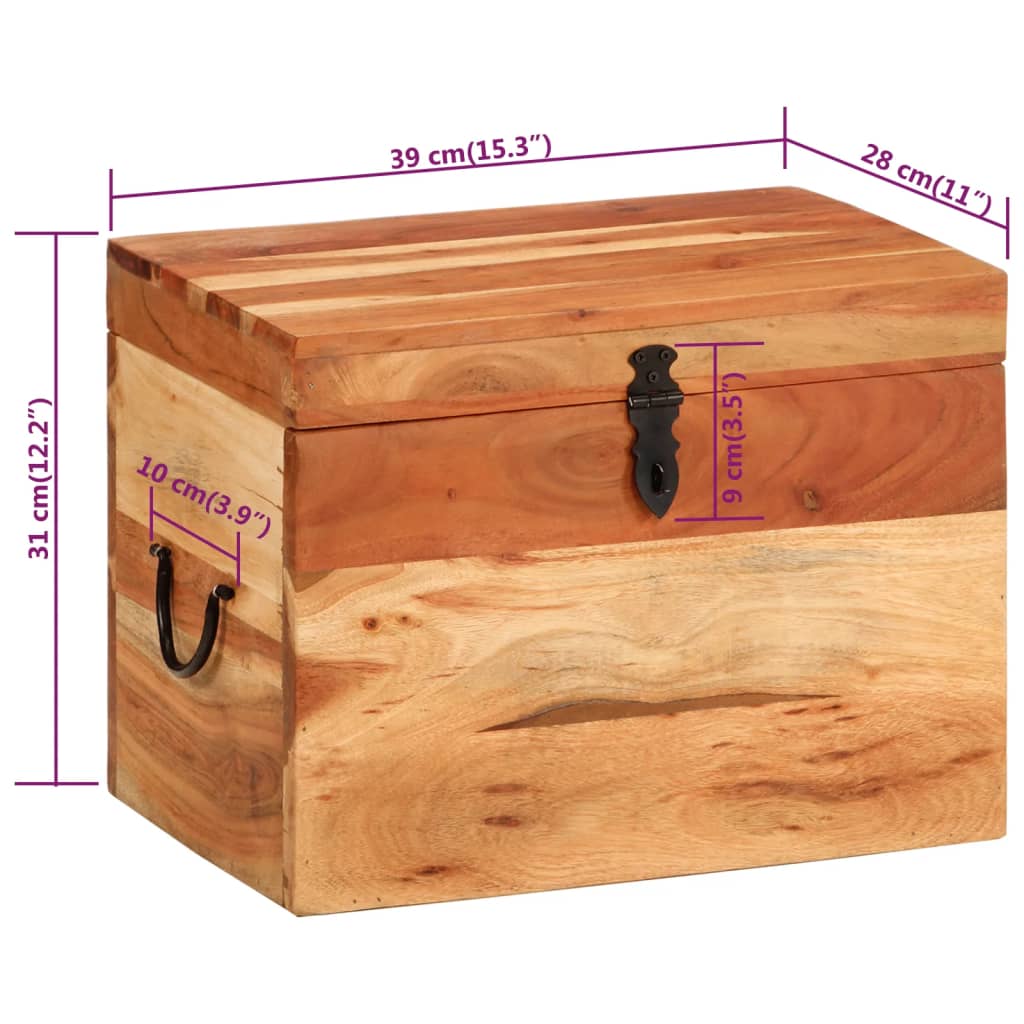 Opbergbox 39x28x31 cm massief acaciahout is nu te koop bij PeponiXL, paradijselijk wonen!