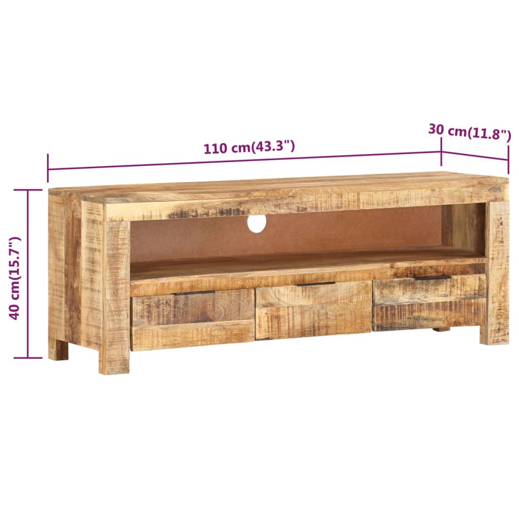 Tv-meubel 110x30x40 cm ruw mangohout is nu te koop bij PeponiXL, paradijselijk wonen!