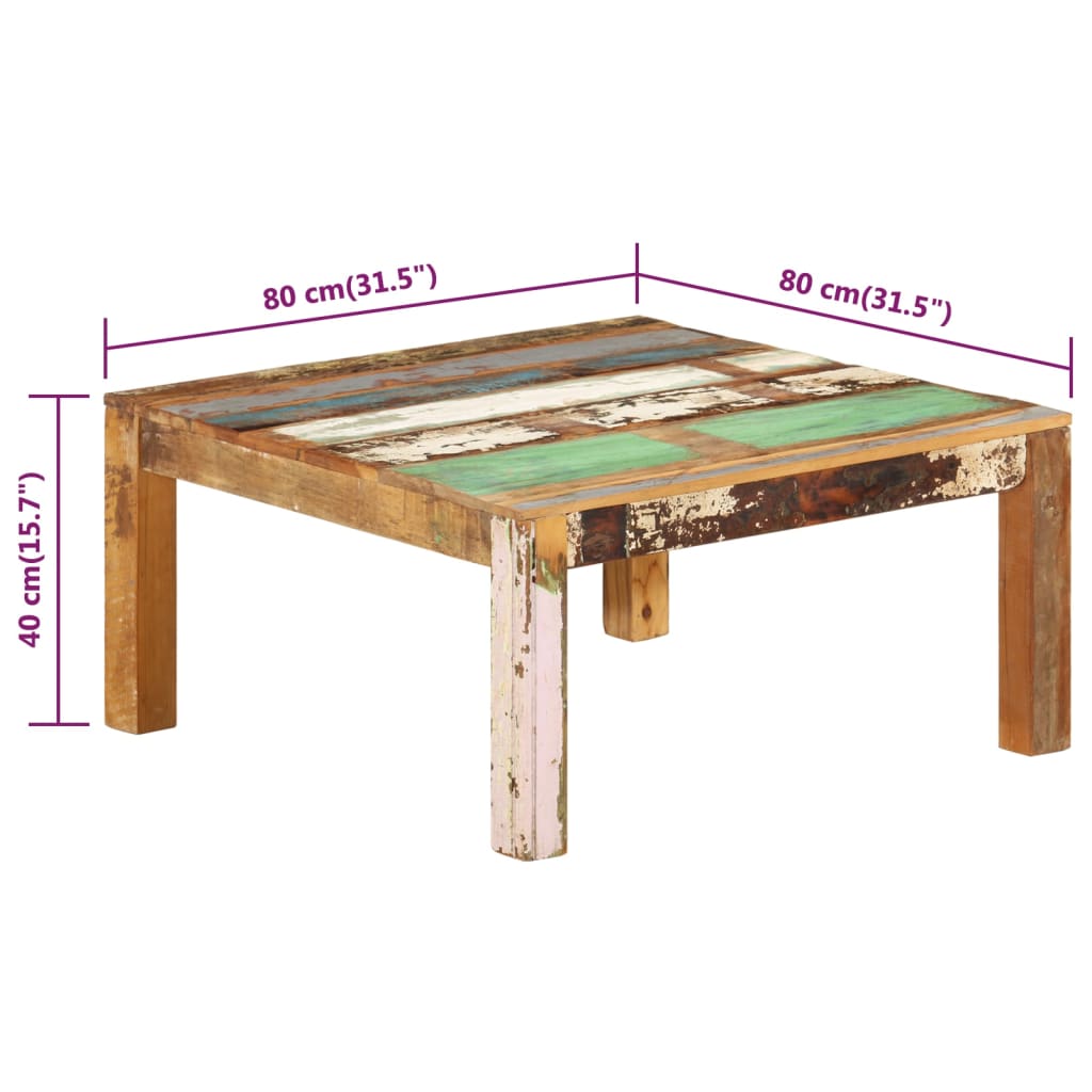 Salontafel 80x80x40 cm massief gerecycled hout is nu te koop bij PeponiXL, paradijselijk wonen!