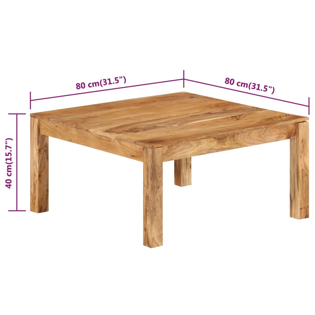 Salontafel 80x80x40 cm massief acaciahout is nu te koop bij PeponiXL, paradijselijk wonen!