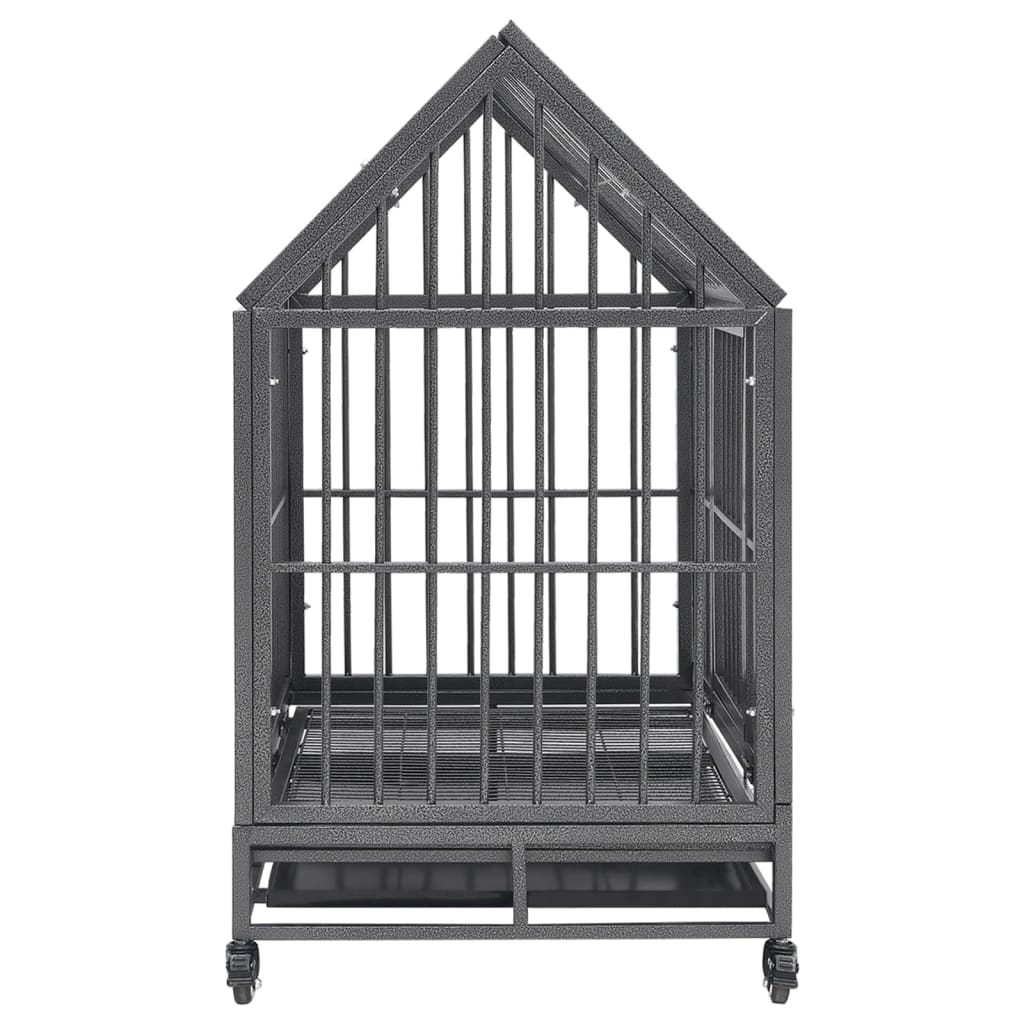 Hondenbench met wielen en dak 92x62x106 cm staal is nu te koop bij PeponiXL, paradijselijk wonen!