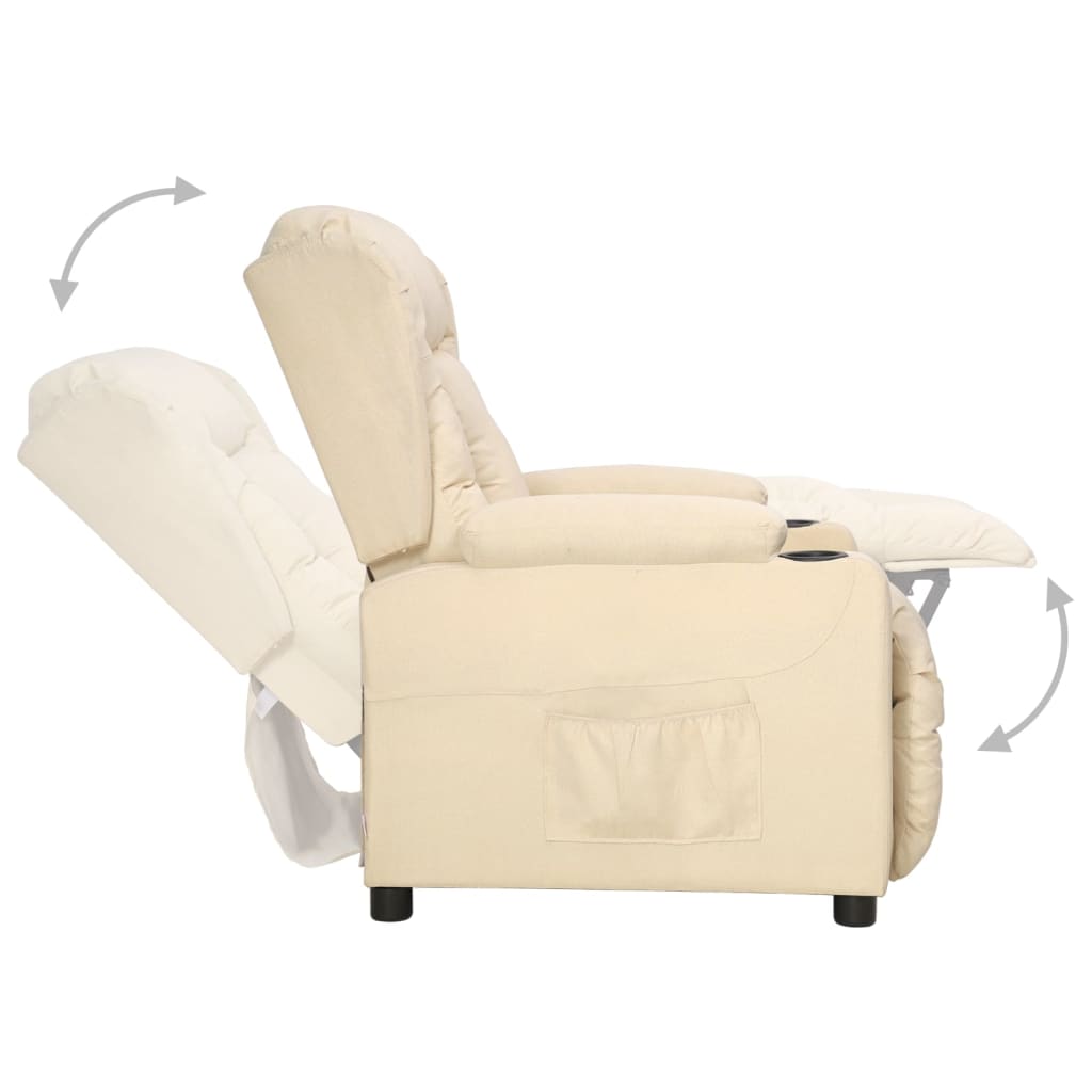 Fauteuil verstelbaar stof crèmekleurig is nu te koop bij PeponiXL, paradijselijk wonen!