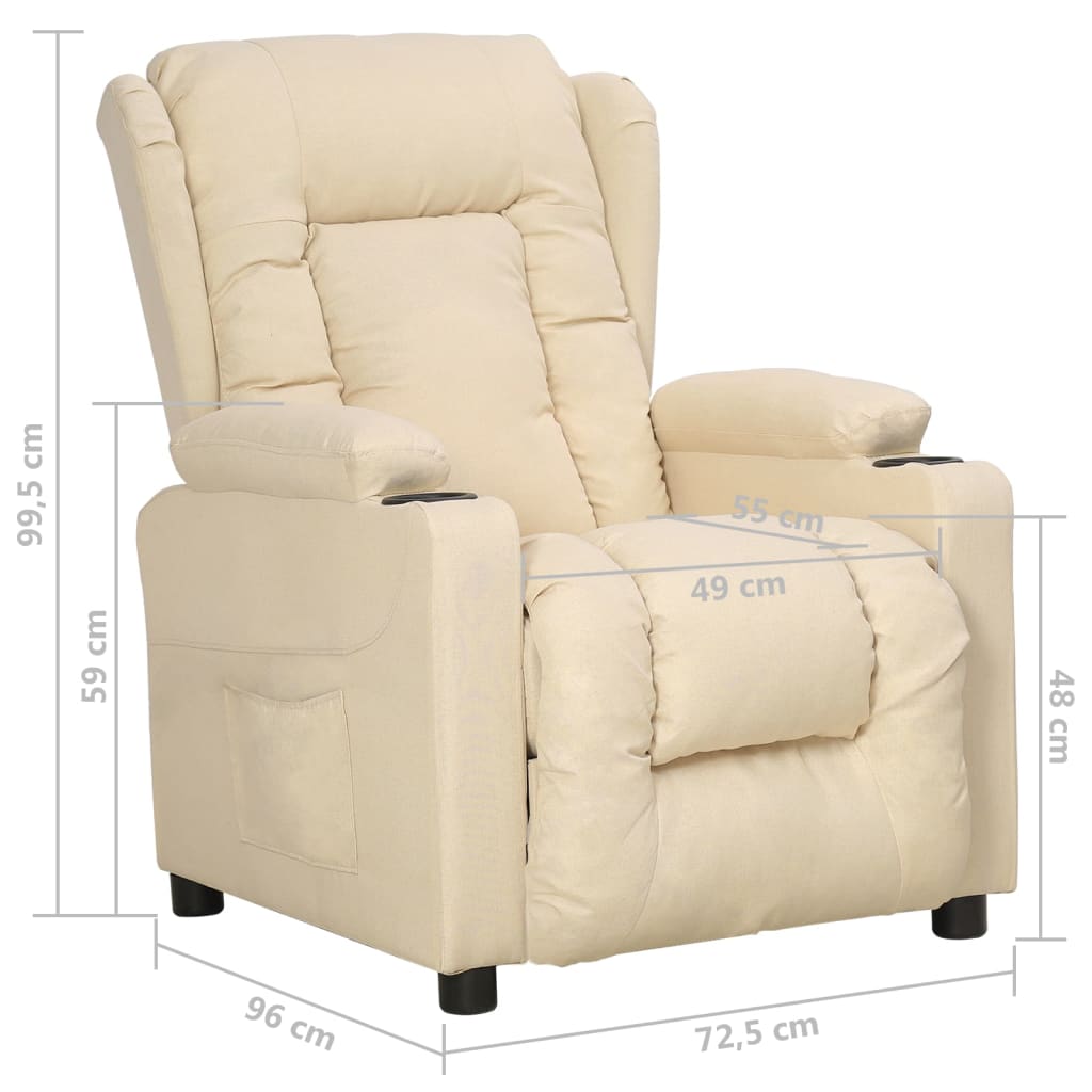 Fauteuil verstelbaar stof crèmekleurig is nu te koop bij PeponiXL, paradijselijk wonen!