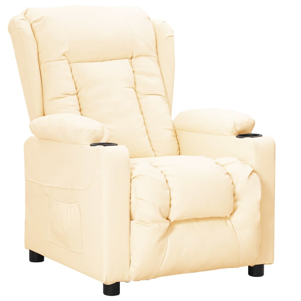 Fauteuil verstelbaar kunstleer crèmekleurig is nu te koop bij PeponiXL, paradijselijk wonen!