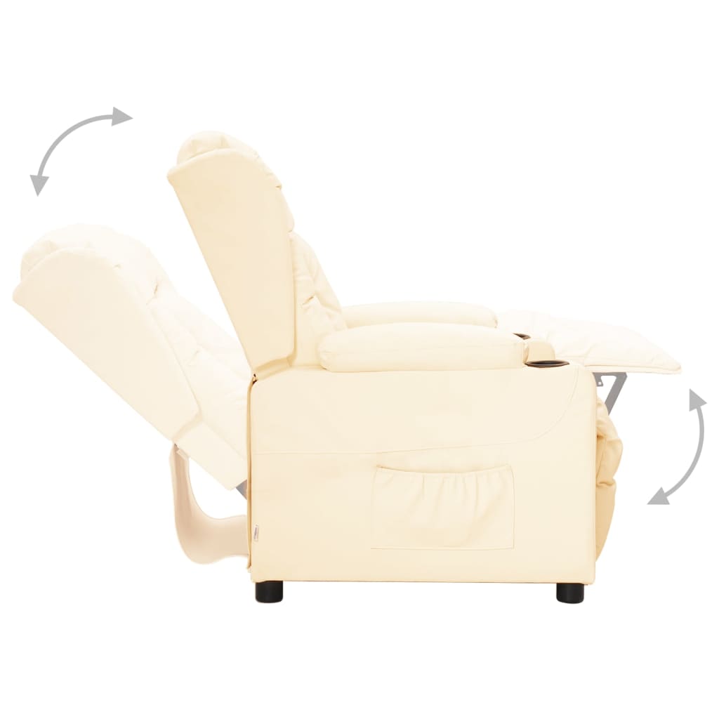 Fauteuil verstelbaar kunstleer crèmekleurig is nu te koop bij PeponiXL, paradijselijk wonen!