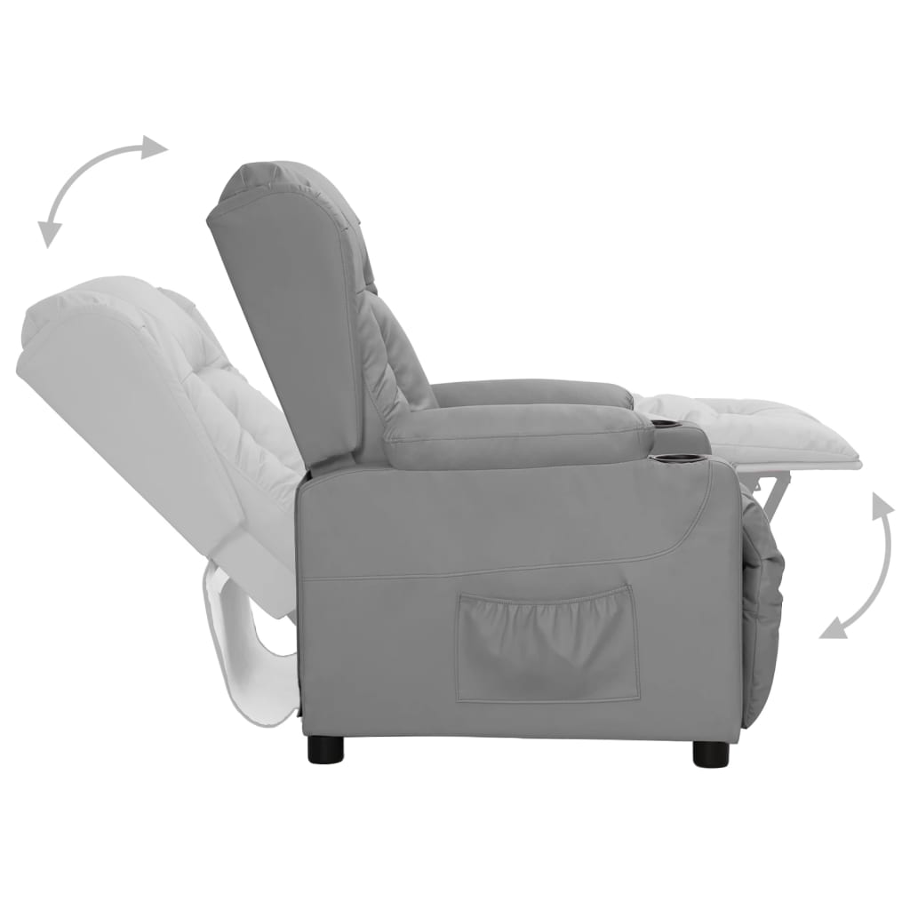Fauteuil verstelbaar kunstleer grijs is nu te koop bij PeponiXL, paradijselijk wonen!