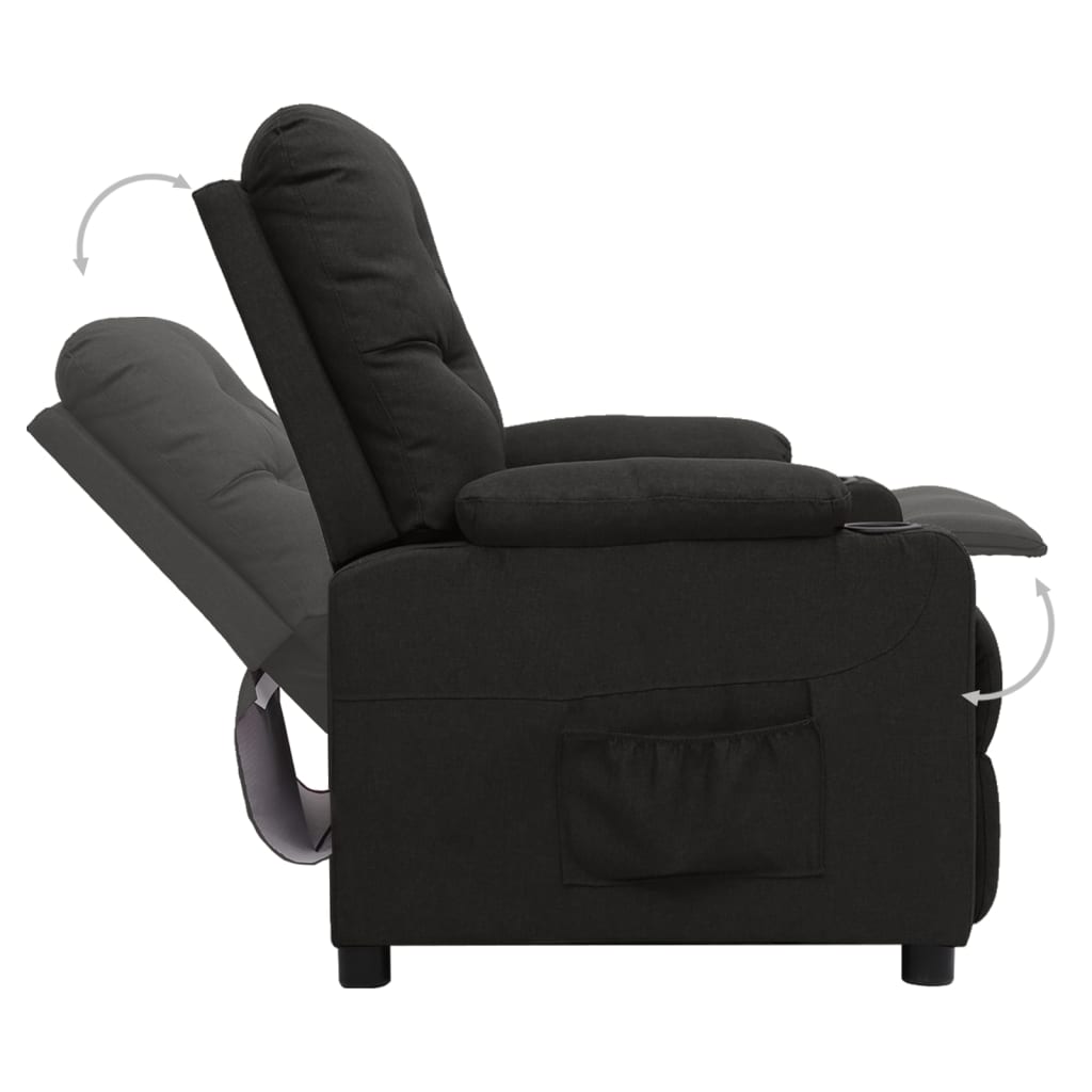 Fauteuil verstelbaar stof zwart is nu te koop bij PeponiXL, paradijselijk wonen!