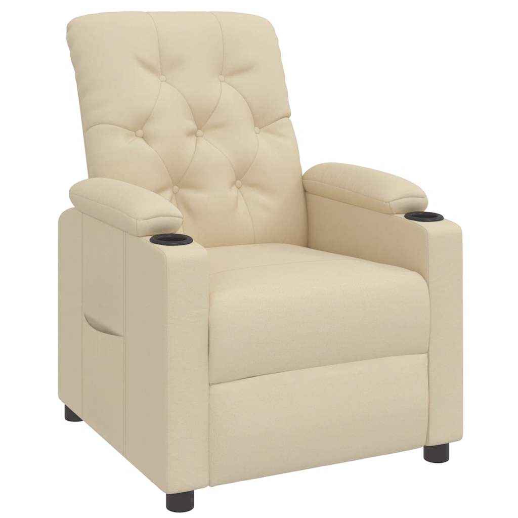 Fauteuil verstelbaar stof crèmekleurig is nu te koop bij PeponiXL, paradijselijk wonen!