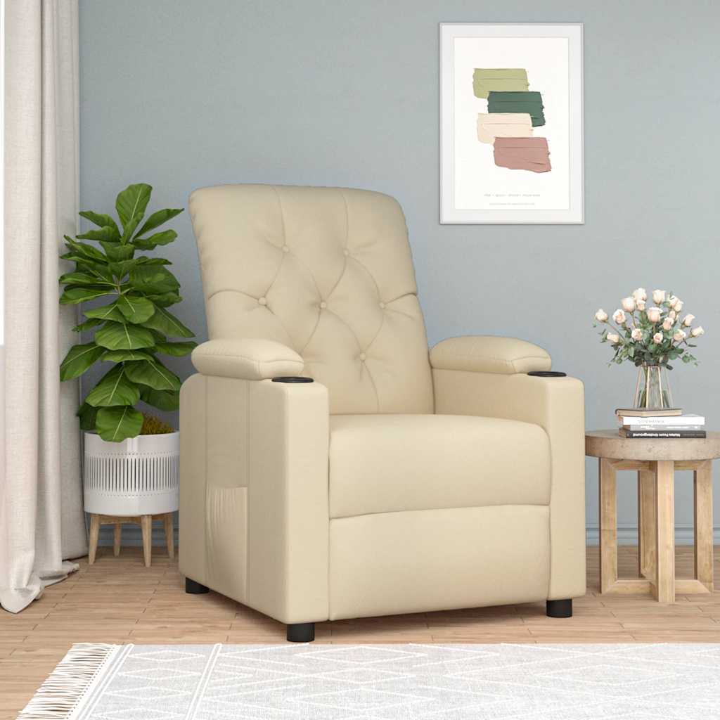 Fauteuil verstelbaar stof crèmekleurig is nu te koop bij PeponiXL, paradijselijk wonen!