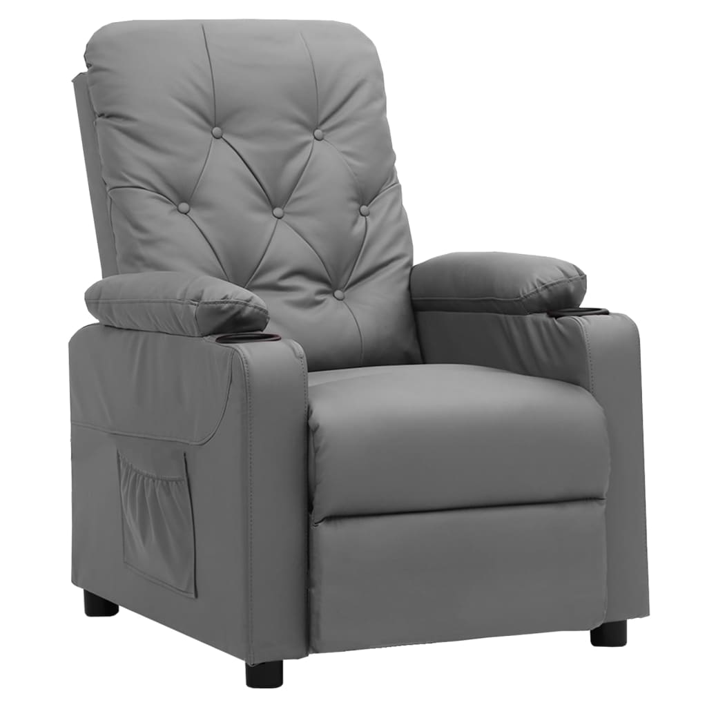 Fauteuil verstelbaar kunstleer grijs is nu te koop bij PeponiXL, paradijselijk wonen!