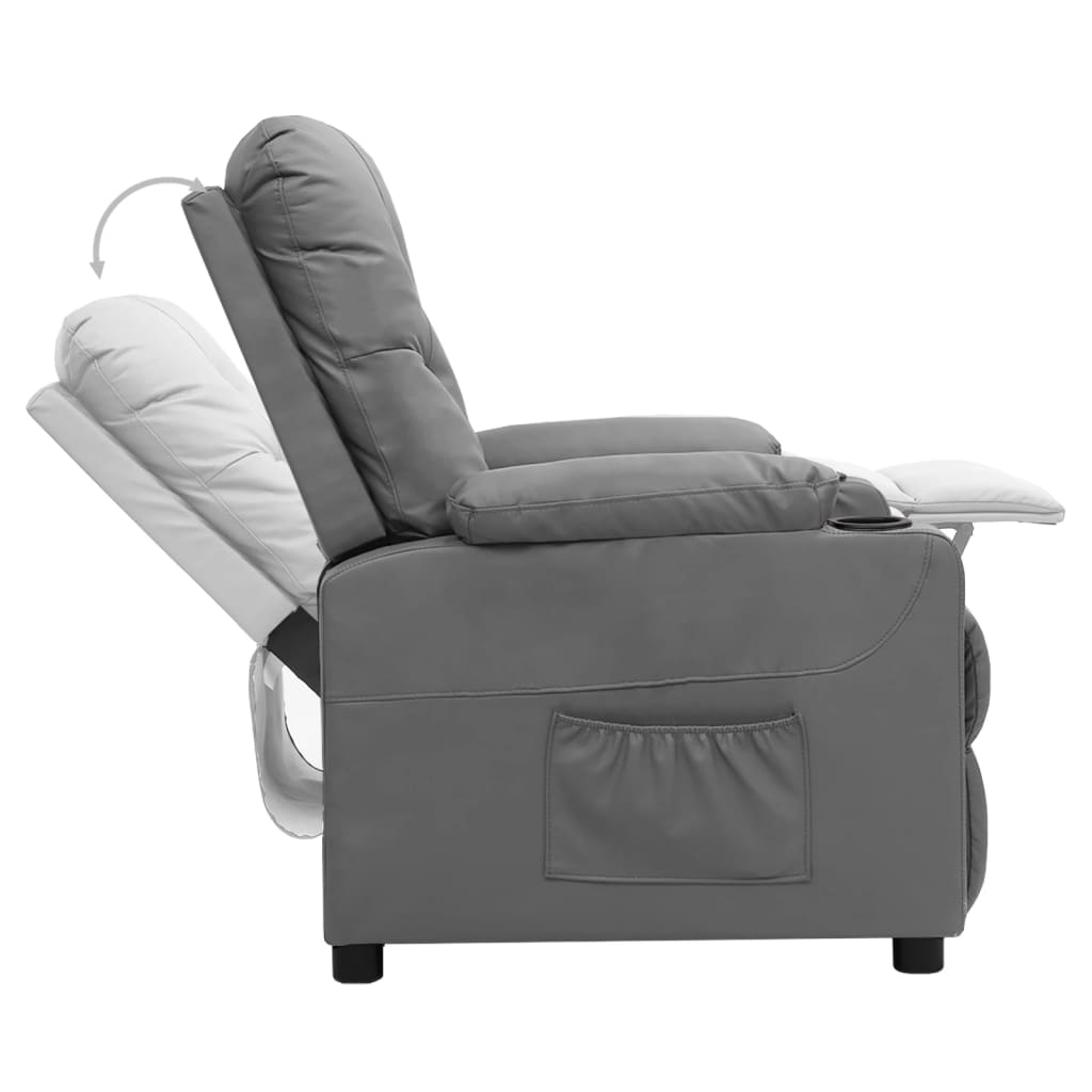 Fauteuil verstelbaar kunstleer grijs is nu te koop bij PeponiXL, paradijselijk wonen!
