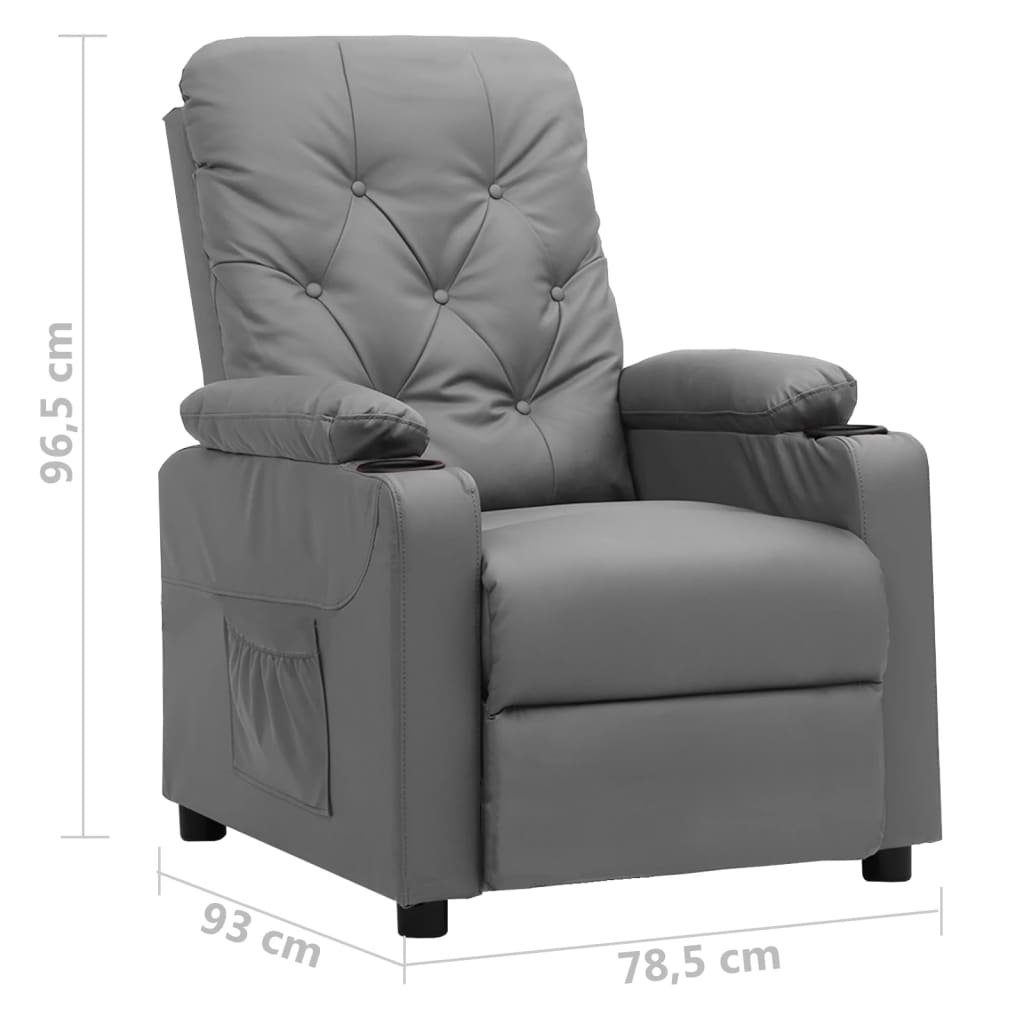 Fauteuil verstelbaar kunstleer grijs is nu te koop bij PeponiXL, paradijselijk wonen!