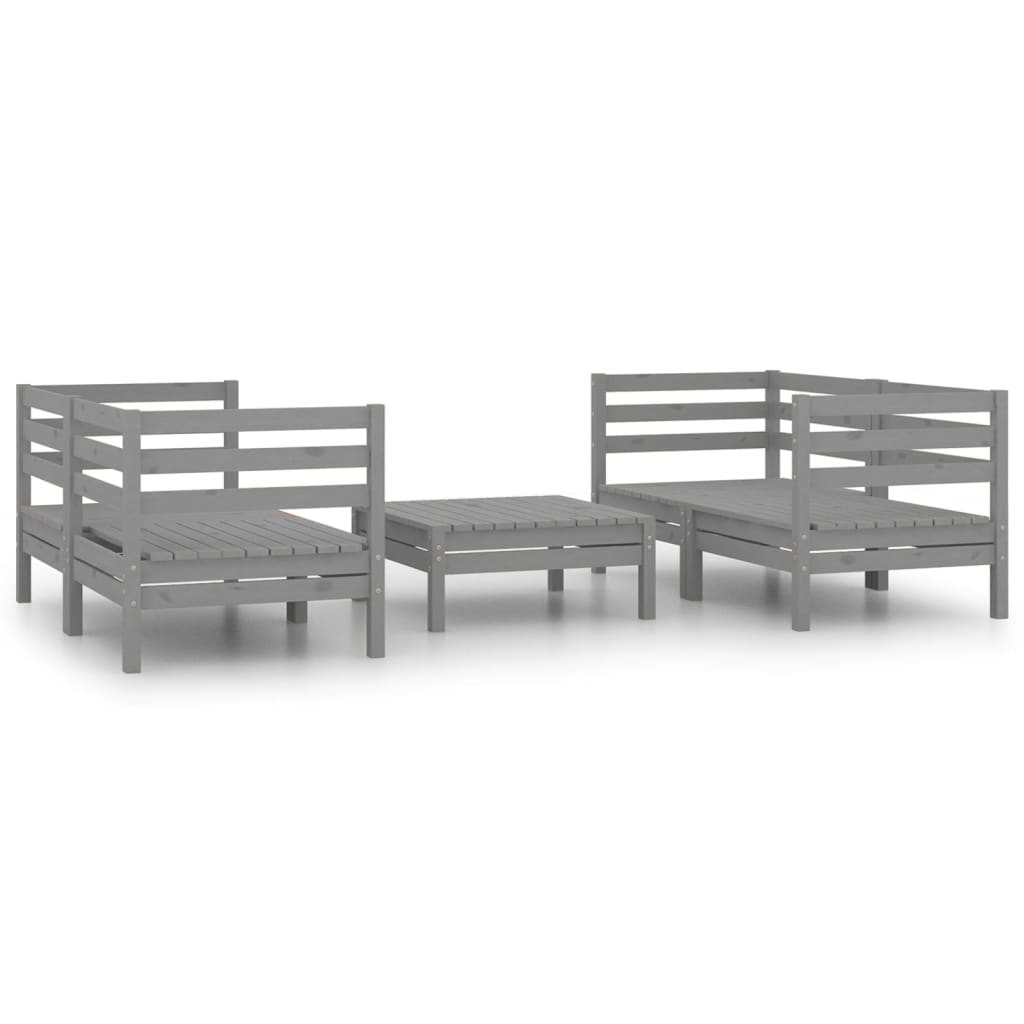 5-delige Loungeset massief grenenhout grijs is nu te koop bij PeponiXL, paradijselijk wonen!