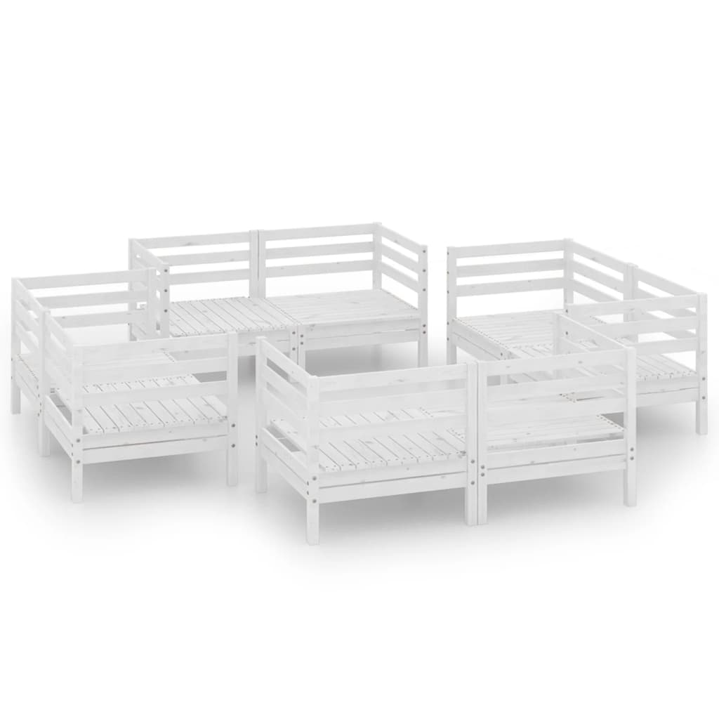 8-delige Loungeset massief grenenhout wit is nu te koop bij PeponiXL, paradijselijk wonen!